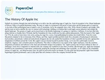 Essay on The History of Apple Inc