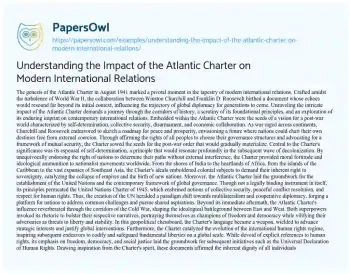 Essay on Understanding the Impact of the Atlantic Charter on Modern International Relations