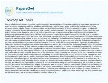 Essay on Topicpop Art Topics