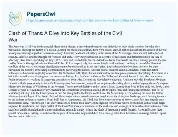 Essay on Clash of Titans: a Dive into Key Battles of the Civil War