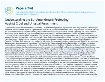 Essay on Understanding the 8th Amendment: Protecting against Cruel and Unusual Punishment