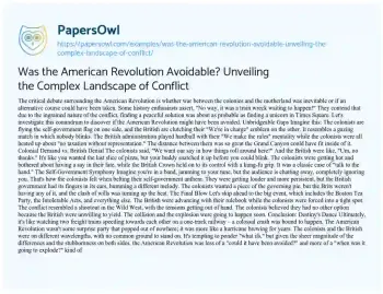 Essay on Was the American Revolution Avoidable? Unveiling the Complex Landscape of Conflict