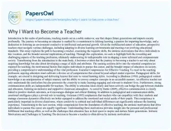 Essay on Why i Want to Become a Teacher