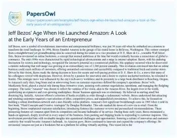 Essay on Jeff Bezos’ Age when he Launched Amazon: a Look at the Early Years of an Entrepreneur