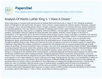 Essay on Analysis of Martin Luther King ‘s ‘ i have a Dream ‘