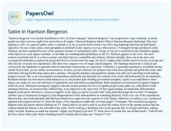 Essay on Satire in Harrison Bergeron