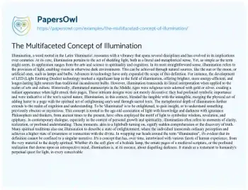 Essay on The Multifaceted Concept of Illumination