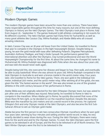 Essay on Modern Olympic Games