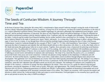 Essay on The Seeds of Confucian Wisdom: a Journey through Time and Tea