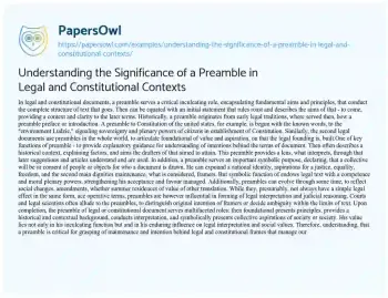 Essay on Understanding the Significance of a Preamble in Legal and Constitutional Contexts