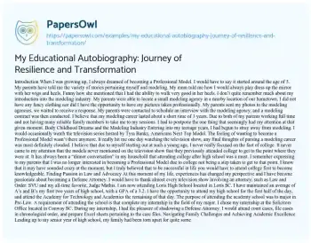 Essay on My Educational Autobiography: Journey of Resilience and Transformation