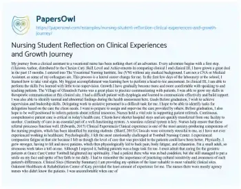 Essay on Nursing Student Reflection on Clinical Experiences and Growth Journey