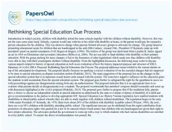 Essay on Rethinking Special Education Due Process