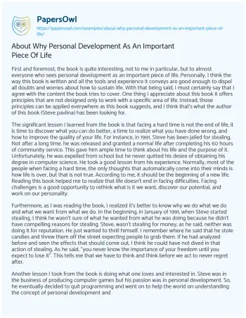 Essay on About why Personal Development as an Important Piece of Life