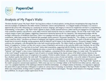 Essay on Analysis of my Papa’s Waltz