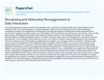 Essay on Recognizing and Addressing Microaggressions in Daily Interactions