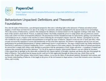 Essay on Behaviorism Unpacked: Definitions and Theoretical Foundations