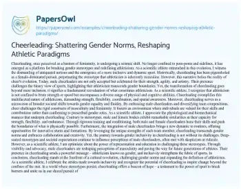 Essay on Cheerleading: Shattering Gender Norms, Reshaping Athletic Paradigms