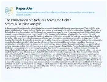 Essay on The Proliferation of Starbucks Across the United States: a Detailed Analysis