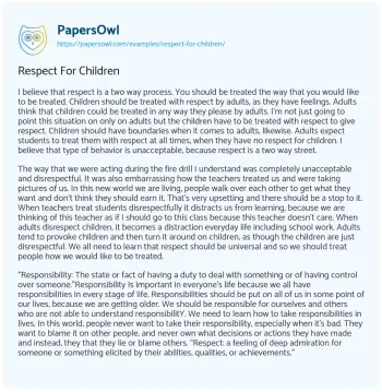 Essay on Respect for Children