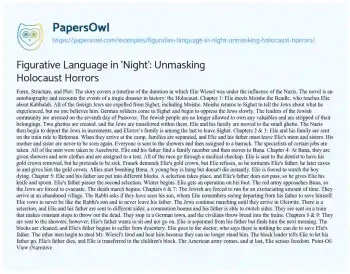 Essay on Figurative Language in ‘Night’: Unmasking Holocaust Horrors