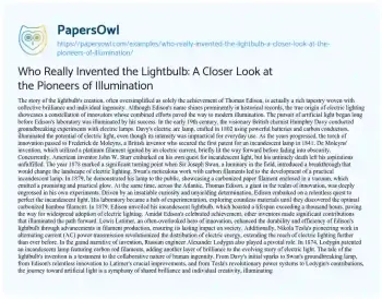 Essay on Who Really Invented the Lightbulb: a Closer Look at the Pioneers of Illumination