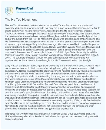 Essay on The me too Movement