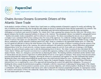 Essay on Chains Across Oceans: Economic Drivers of the Atlantic Slave Trade