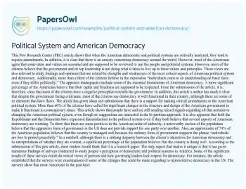 Essay on Political System and American Democracy