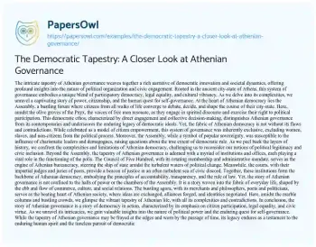 Essay on The Democratic Tapestry: a Closer Look at Athenian Governance