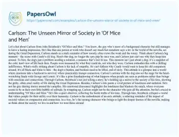 Essay on Carlson: the Unseen Mirror of Society in ‘Of Mice and Men’