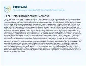 Essay on To Kill a Mockingbird Chapter 16 Analysis