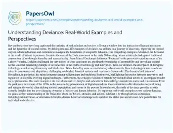 Essay on Understanding Deviance: Real-World Examples and Perspectives