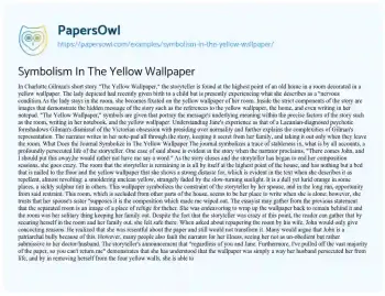 Essay on Symbolism in Charlotte Gilman’s the Yellow Wallpaper