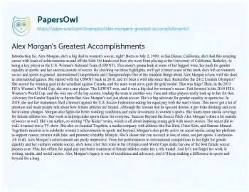 Essay on Alex Morgan’s Greatest Accomplishments