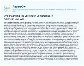 Essay on Understanding the Crittenden Compromise in American Civil War