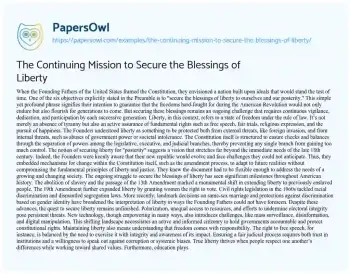 Essay on The Continuing Mission to Secure the Blessings of Liberty