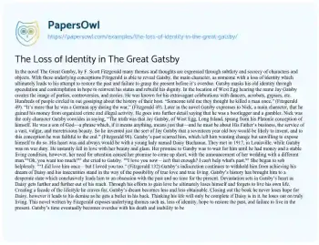 Essay on The Loss of Identity in the Great Gatsby