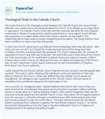 Essay on Theological Strain in the Catholic Church