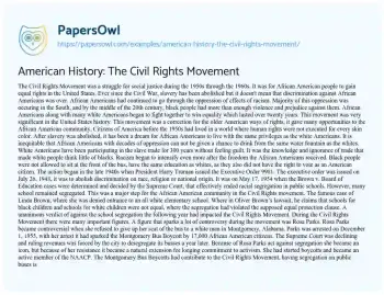 Essay on American History: the Civil Rights Movement