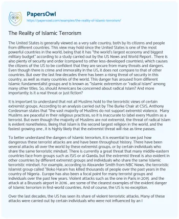 Essay on The Reality of Islamic Terrorism