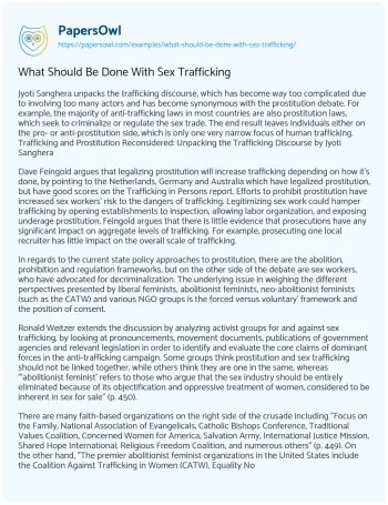 Essay on What should be Done with Sex Trafficking