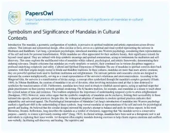 Essay on Symbolism and Significance of Mandalas in Cultural Contexts