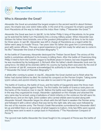 Essay on Who is Alexander the Great?