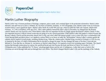 Essay on Martin Luther Biography