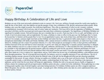 Essay on Happy Birthday: a Celebration of Life and Love