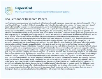 Essay on Lisa Fernandez Research Papers