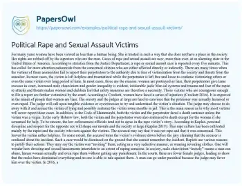 Essay on Political Rape and Sexual Assault Victims