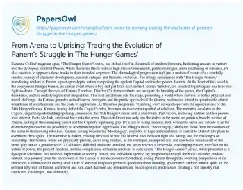 Essay on From Arena to Uprising: Tracing the Evolution of Panem’s Struggle in ‘The Hunger Games’