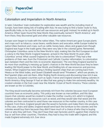 Essay on Colonialism and Imperialism in North America